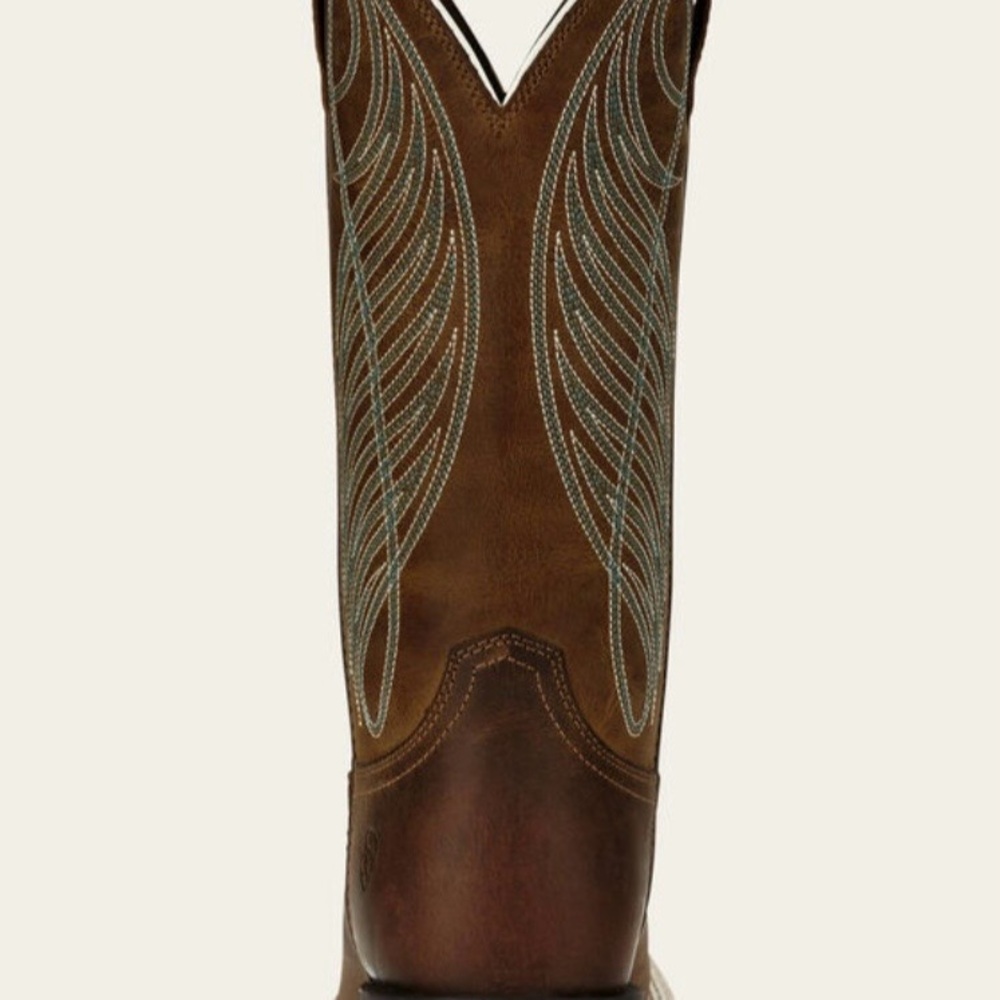 Ariat Brown Leather Round Up Western Wide Square Toe 11” Pull On Boots - Picture 7 of 10